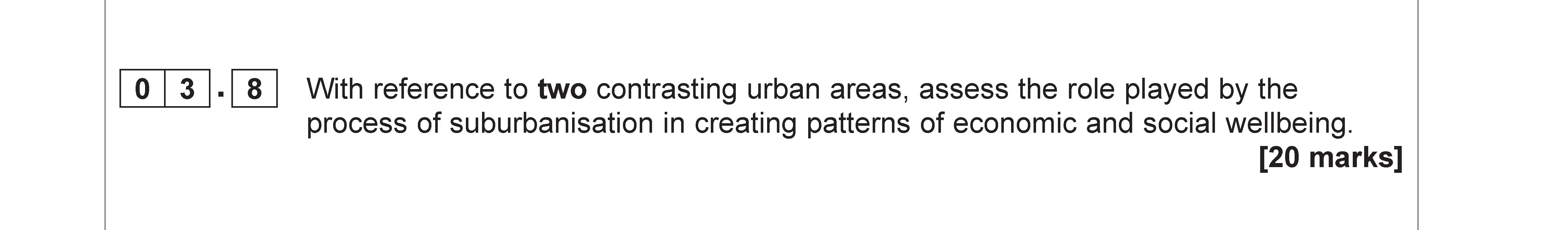 With-reference-to-two-contrasting-urban-areas,-assess-the-role-played-by-the-process-of-suburbanisation-in-creating-patterns-of-economic-and-social-well-being.--AQA-A-Level Geography-Question 3-2019-Paper 2.png